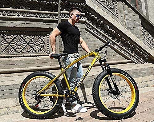 baozge Mountainbikes Doppelscheibenbremse Fat Tire Cruiser Bike Rahmen aus kohlenstoffhaltigem Stahl Verstellbarer Sitz Fahrrad Blau 24 Zoll 27-Gang-26 Zoll 7 Geschwindigkeit_rot