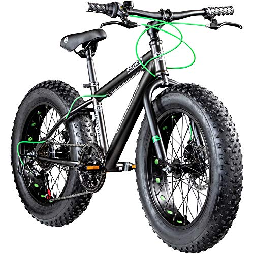 Galano Jugendrad 24 Zoll Fatbike Mountainbike Fatman 4.0 Fat Bike Jugendfahrrad (schwarz/blau, 36 cm)