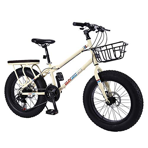 VVBGTS Faltbare Mountainbike 20inch 4.0 Fat Reifen, große Reifen, Variable Speed ​​Stoßdämpfer Mountain Bikes, Schneemobile/ATVs, mit verbreiterter Rahmen (Farbe: Pink) (Color : Beige)