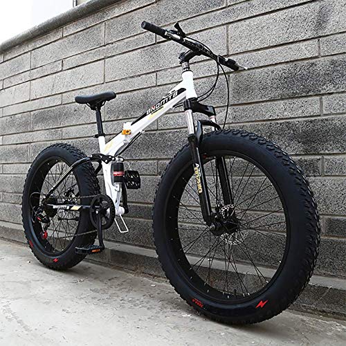 XIAOFEI Fahrrad Faltrad High Carbon Stahlrahmen Cycle Cruiser 21speed 24 Zoll 4,0 Fat Tire Schneesand Bike, Faltrad Fat Fire Reifen Mountainbike Fahrrad Adult Rennrad,D,24inch