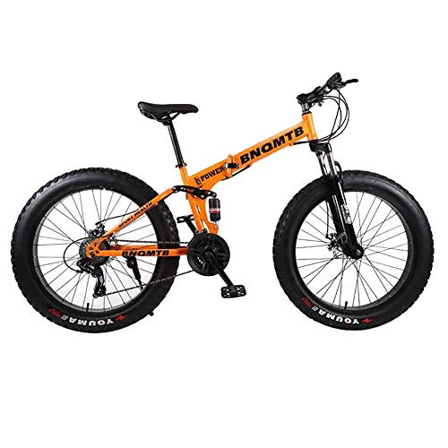 ZXYMUU 24 Zoll Fatbike, Faltbar Doppel Suspendiertes Mountainbike, Mechanischen Scheibenbremsen Und 27 Gang Antrieb Zum Radfahren Im Freien,Silber